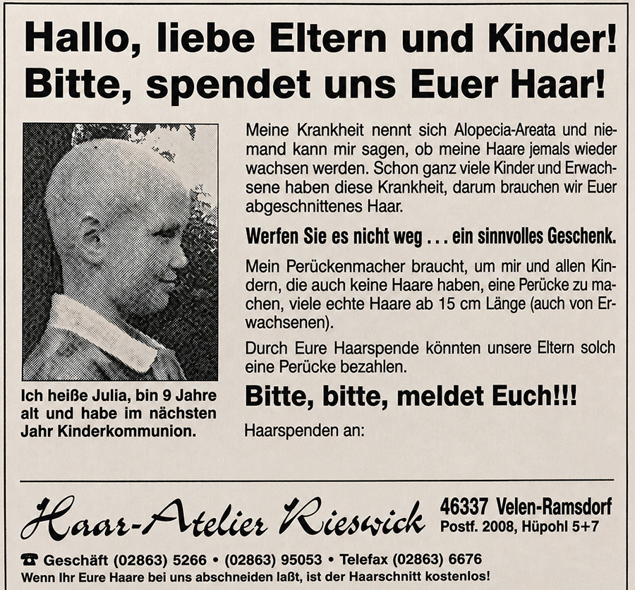 Eine Perücke ist oft der erste Schritt zurück ins Leben